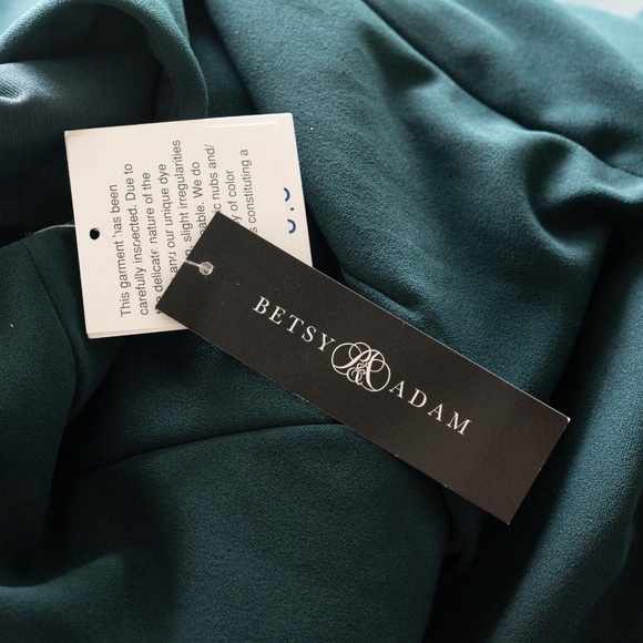 Betsy and Adam Christine Scuba Crepe Ruffled Bow Gown - Picture 7 of 11